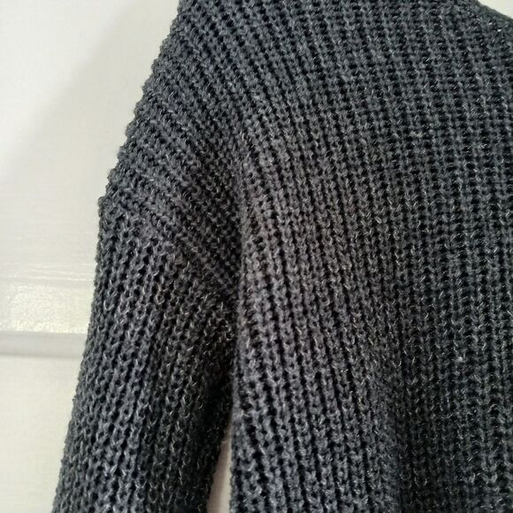 Forever 21 Women's Crop Top Lace-Up Back Sweater Black/Grey Knit Long Sleeves SM - Picture 10 of 10